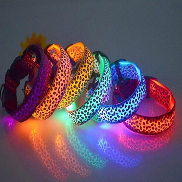 Max Dog Pet LED Collar Safety Adjustable Nylon Leopard Collar - Image 2