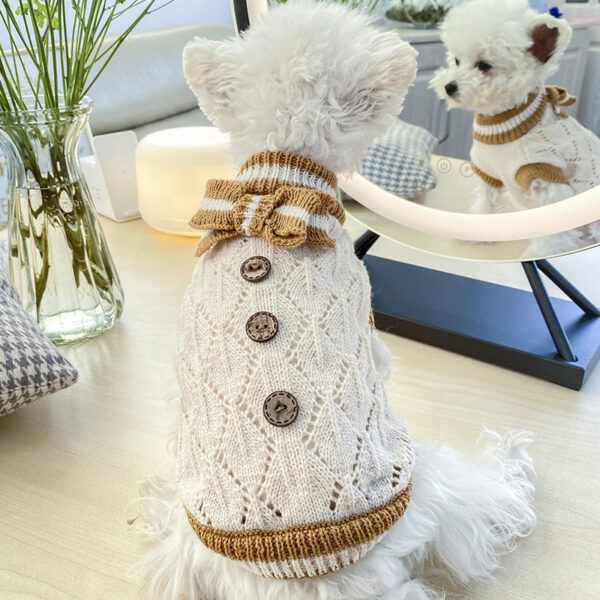Max Bowknot Dog Clothes Cat Costume Hollow Knit Sweater - Image 4