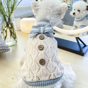 Max Bowknot Dog Clothes Cat Costume Hollow Knit Sweater