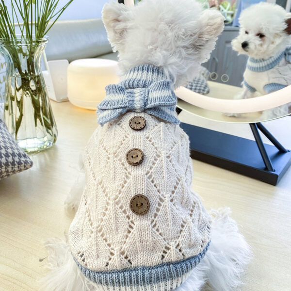 Max Bowknot Dog Clothes Cat Costume Hollow Knit Sweater