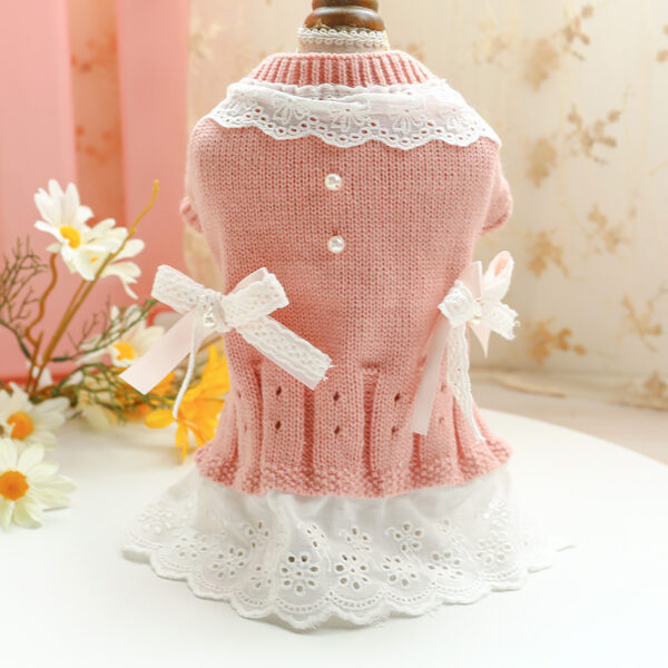 Max Bowknot Dog Clothes Cat Costume Hollow Knit Sweater - Image 2