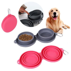 Max Dog Pet Rubber Foldable Double Feeding Bowl