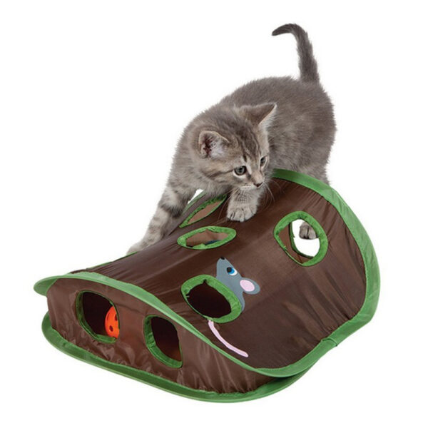 Bella Cute Pet Cat Interactive Hide Seek Game 9 Holes Tunnel Mouse - Image 2