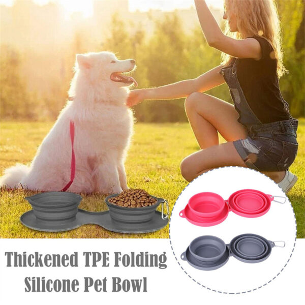 Max Dog Pet Rubber Foldable Double Feeding Bowl - Image 4