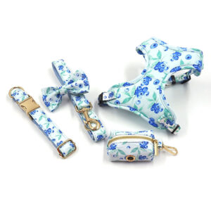 Bella Cat Pet Cute Blueberry Print Out Chest And Back Leash Set
