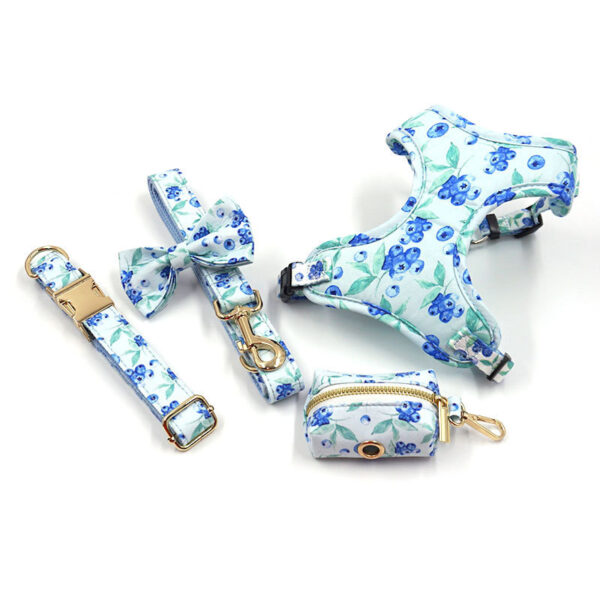 Bella Cat Pet Cute Blueberry Print Out Chest And Back Leash Set